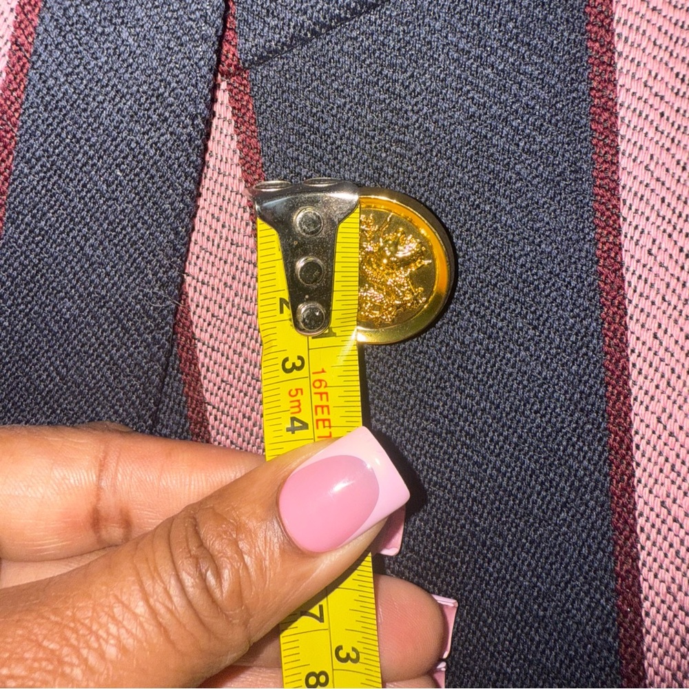 Smythe Double Breasted Striped Blazer Gold Accented Buttons Quarter Sleeve Sz 8 - Picture 15 of 16